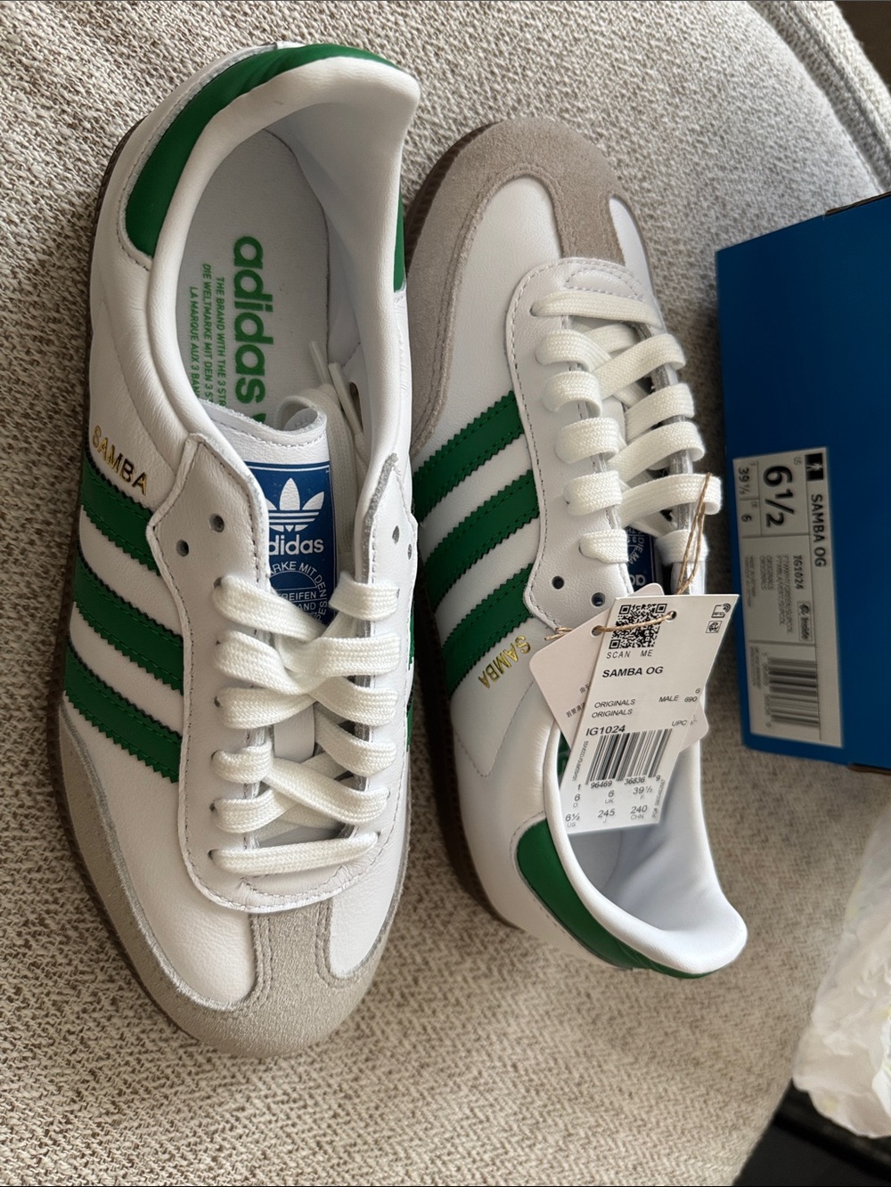 NWT Adidas OG Green Stripe Samba - Picture 4 of 4
